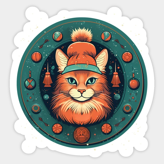 Somali Cat Xmas, Love Cats Sticker by logiamerch